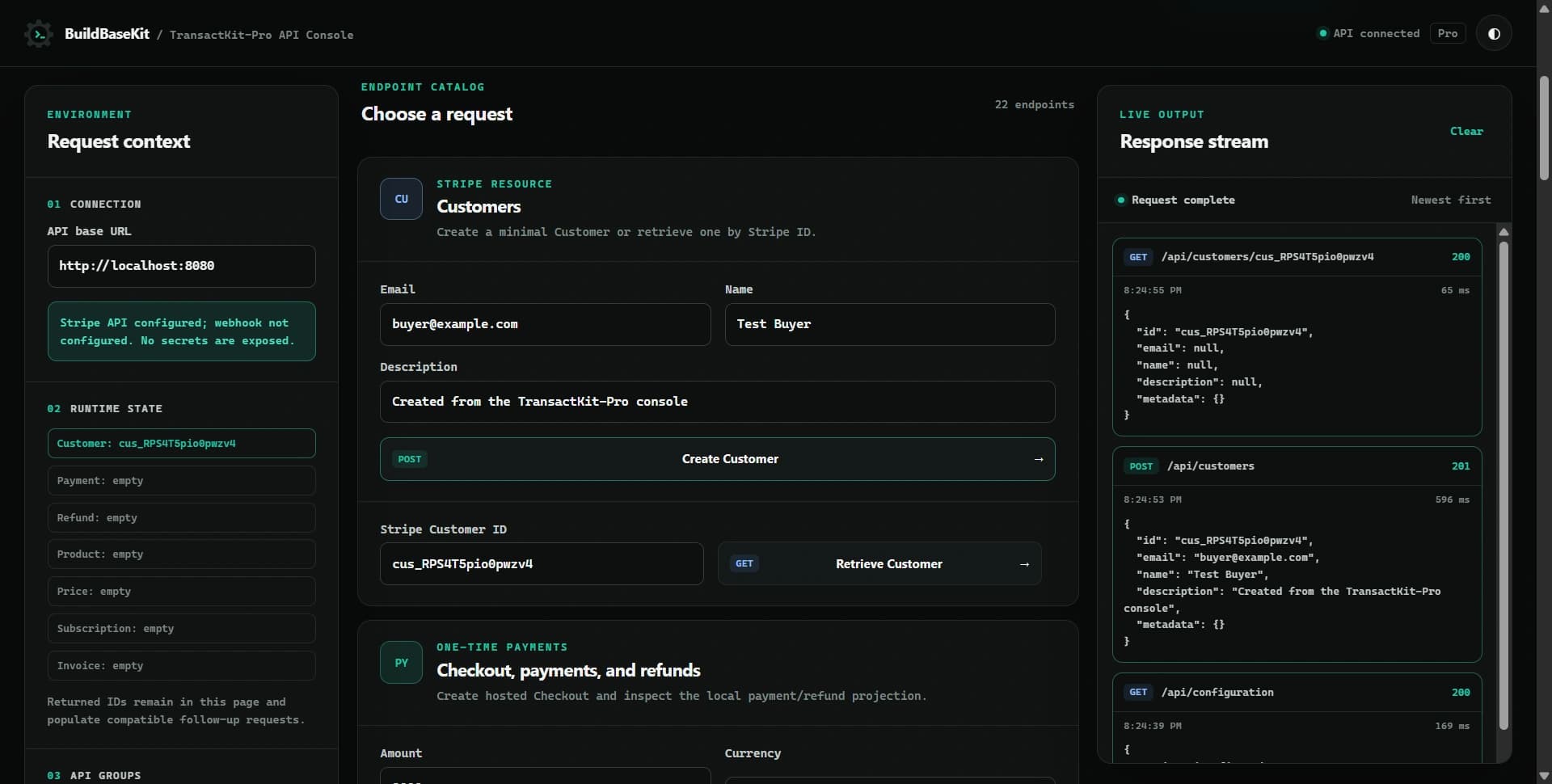 TransactKit-Pro customer creation workflow