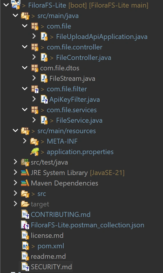 Spring Boot file server project structure